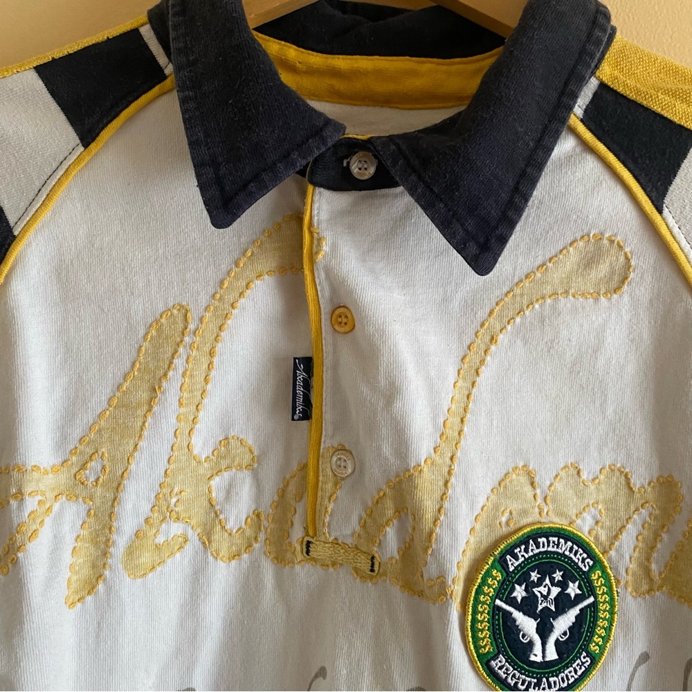 Akademiks AKDMKS Rugby Shirt Men’s Large Striped Long Sleeve Polo Y2K Streetwear - Picture 7 of 16